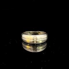 Unisex Gold-Diamond Wedding Band 3 Diamonds .03 Carat T.W. 10K White Gold 2.39g